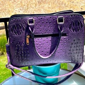 Just Like New Dasein Womens Elegant Purple Faux Ostrich Leather Purse.
